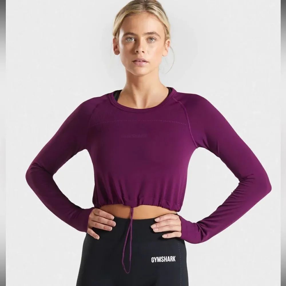 NWOT GYMSHARK Lightweight Purple Seamless Workout Crop Top XS